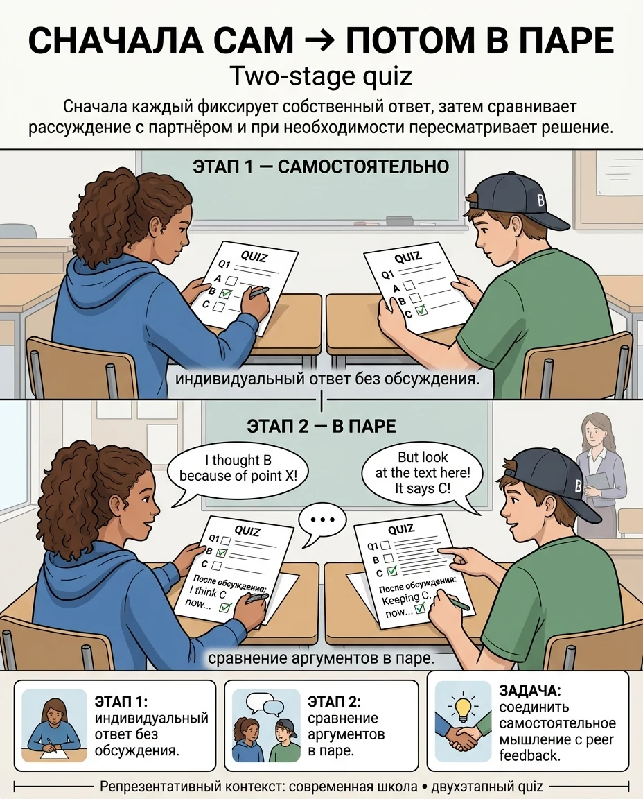 Сначала сам → потом в паре